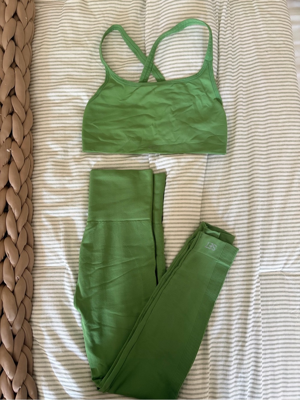 SET Active Green Seamless Crop Sports Bra & Leggings Set